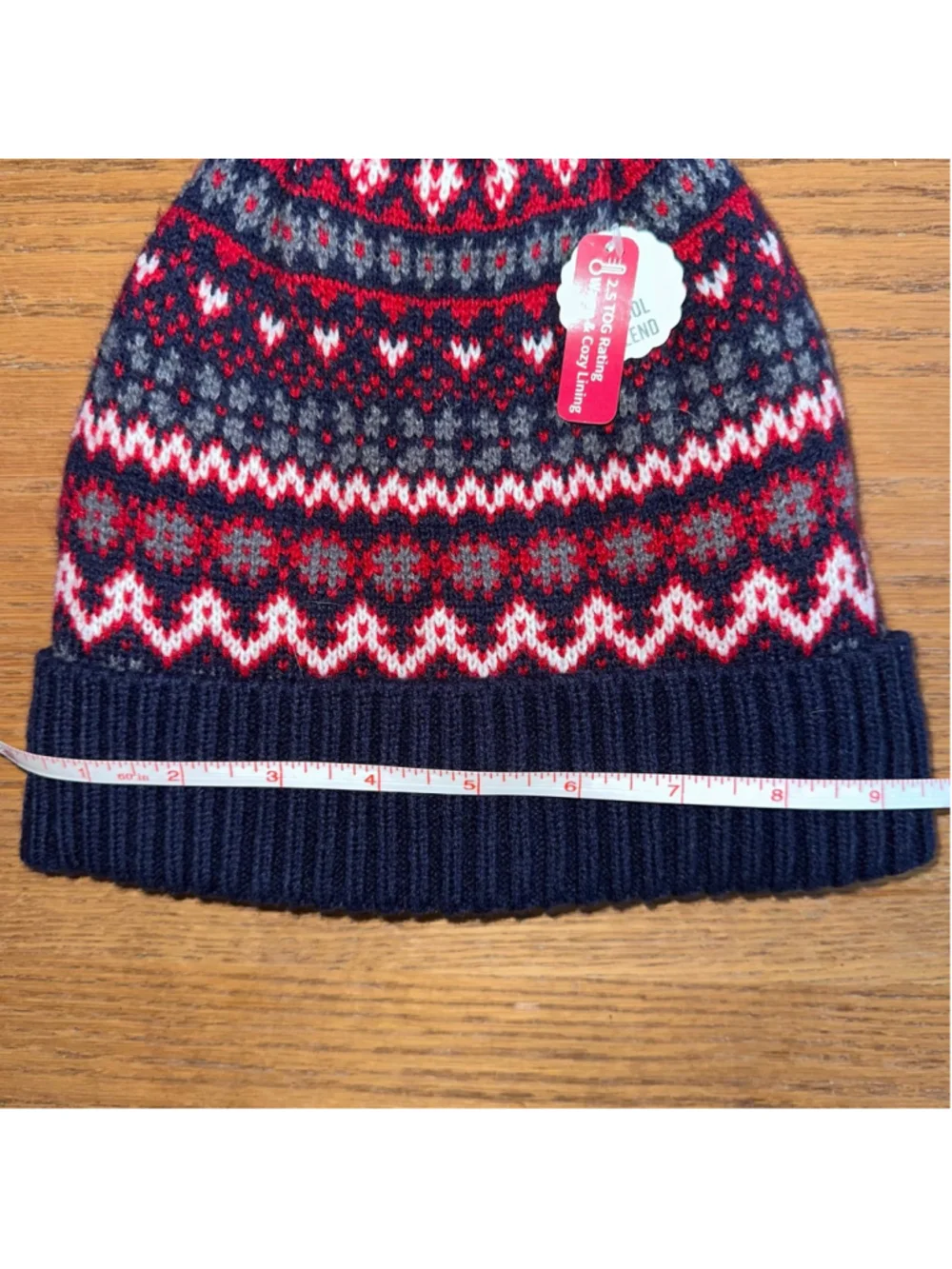 NWT Adult OSFM Muk Luks Wool Blend Fleece Lined Pom Pom Winter Cuff Hat Navy